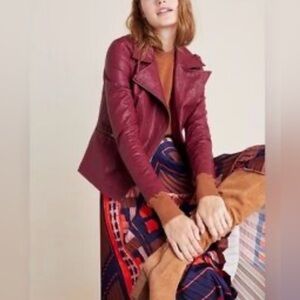 XS Anthro Faux Leather Moto Jacket